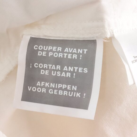 BCBG MaxAzria Women's L Ivory Linen Blend Drawstring Wide Leg Gauze Boho Pants - Picture 8 of 10